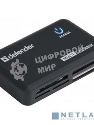 Кард-ридер Defender Optimus/черный/CF/MMC/MS/MS Duo/MS Micro M2/MS Pro/MS Pro Duo/RS-MMC/SD/SDHC/micro-SD/mini-SD/miсro-SDHC/USB 2.0 A(M)/черный