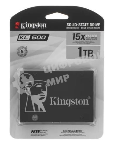 Накопитель SSD Kingston KC600, 1Tb, SATA III, 2.5