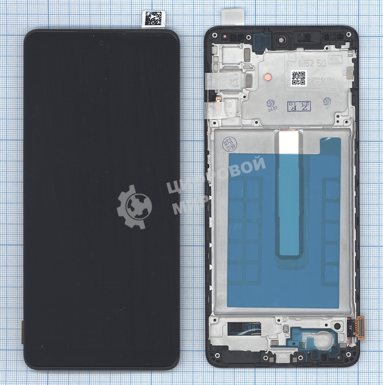 Дисплей для Samsung Galaxy M52 5G SM-M526F в сборе с тачскрином и рамкой OLED черный