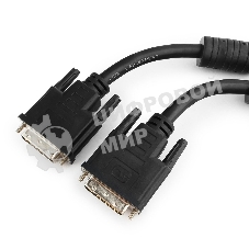 Кабель DVI-D dual link Gembird/Cablexpert CC-DVI2-BK-10M, 25M/25M, 10м, черный, экран, феррит.кольца, пакет