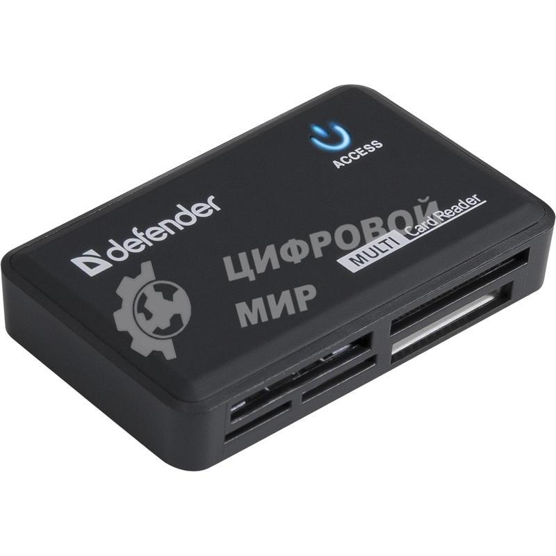 Кард-ридер Defender Optimus/черный/CF/MMC/MS/MS Duo/MS Micro M2/MS Pro/MS Pro Duo/RS-MMC/SD/SDHC/micro-SD/mini-SD/miсro-SDHC/USB 2.0 A(M)/черный