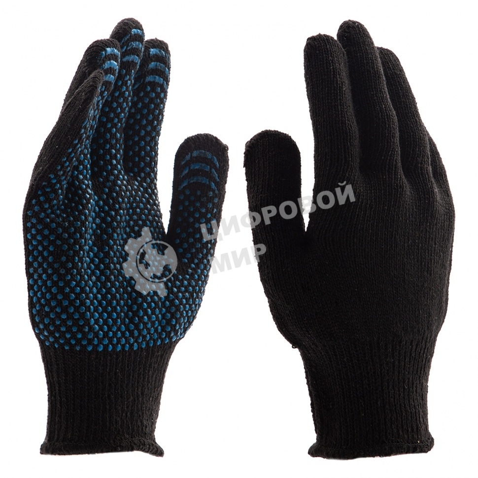 Перчатки трикотажные Сибртех хлопкоэфирные плюшевые, ПВХ 
