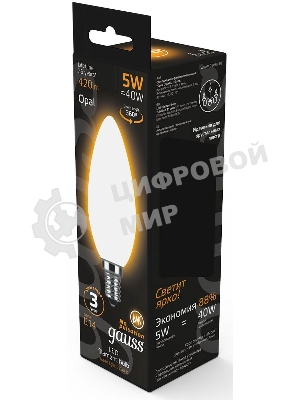 Лампа светодиодная Gauss Filament Свеча E14 5Вт 2700К OPAL