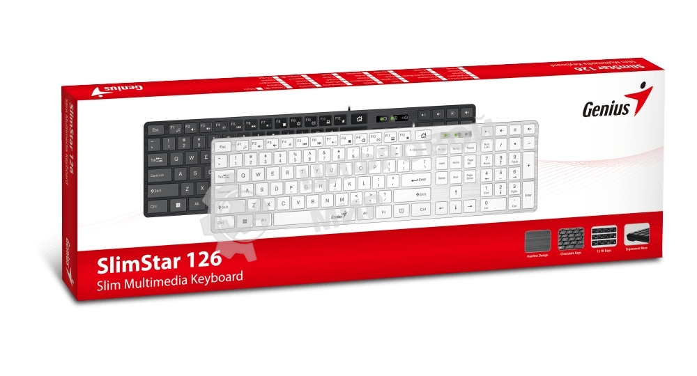 Клавиатура Genius Slimstar 126 проводная, USB Type-A, белый