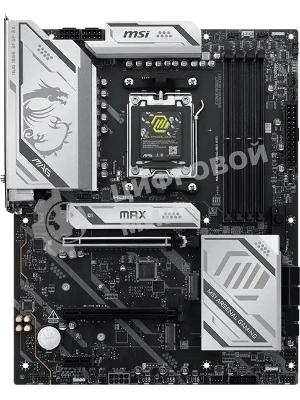 Материнская плата MSI MAG X870E GAMING MAX WIFI, AM5, AMD X870E, 4xDDR5, 4xSATA, 3xM.2, 2xPCIe 5.0 x16, 1xPCIe 4.0 x4, 1xPCIe 3.0 x1, 1xHDMI, 1x 5Gb LAN, 4xUSB 2.0, 4xUSB 3.2 Gen1, 2xUSB 3.2 Gen2, 2xUSB Type-C, 6x3.5 мм, 7.1, ATX