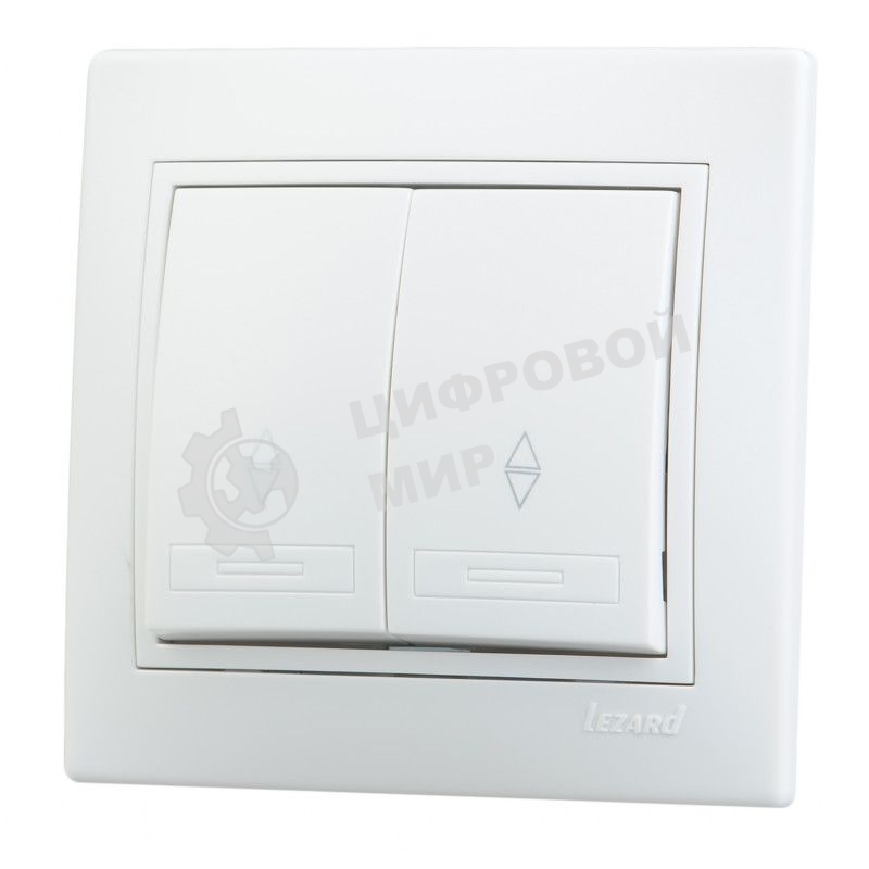 Выключатель LEZARD 701-0202-106 серия скр.проводки Мира проходной двойной белый