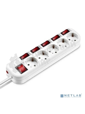 Сетевой фильтр Buro 500SH-5-SW-W 5 м, 5 розеток, белый, коробка