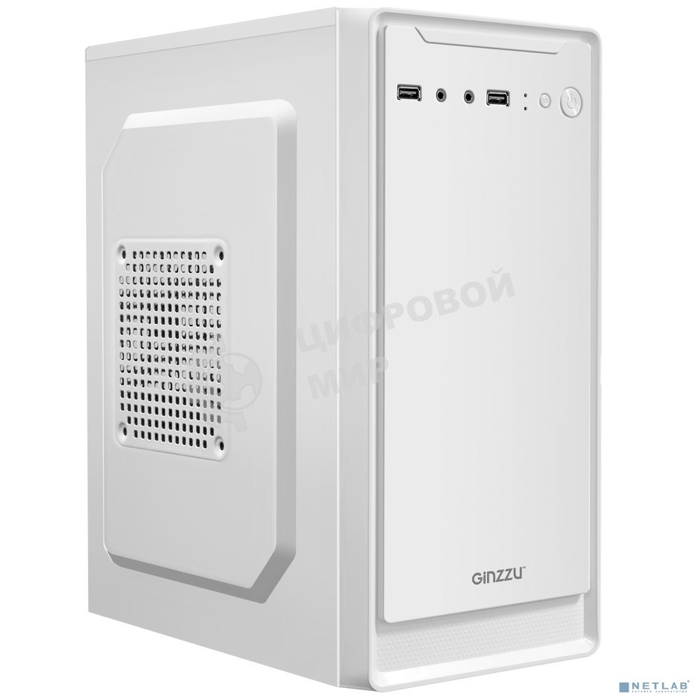 Компьютерный корпус MiniTower Ginzzu B185 White mATX,2xUSB 2.0, белый,w/o PSU, w/o fan (Ginzzu B185)