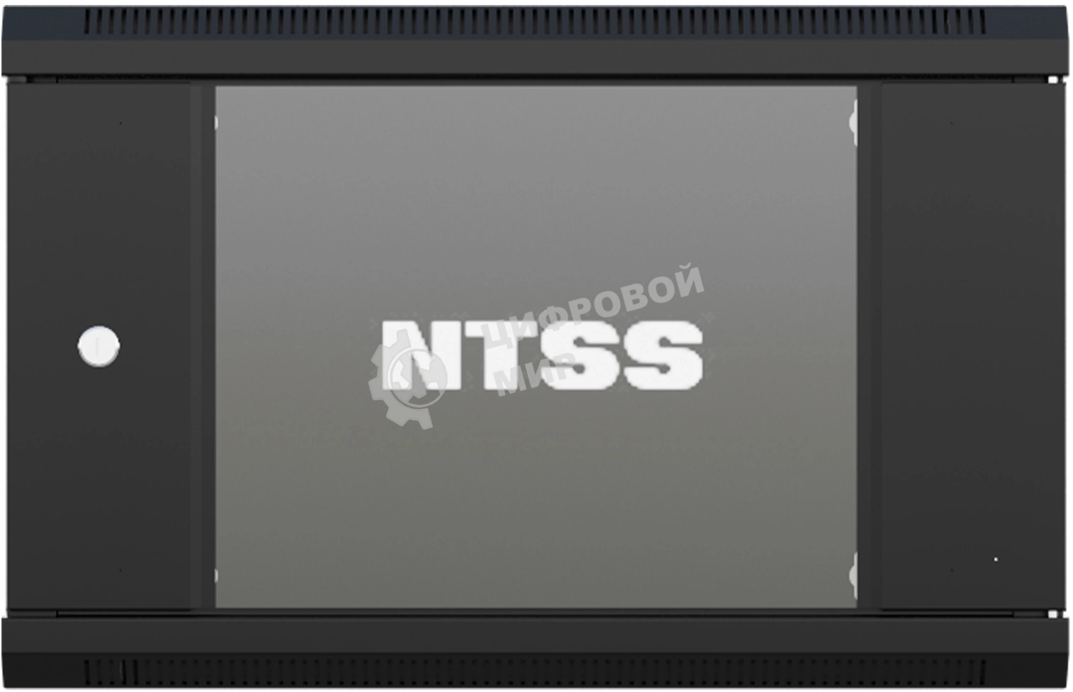 Шкаф коммутационный NTSS (NTSS-W6U6060GS-BL) настенный 6U 570x600 мм пер. дв. стекл 60 кг черный 19.5 кг