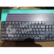 Комплект клавиатура+мышь Logitech MK235 беспроводной, USB, 1000 DPI, серый ( неоригинальная гравировка)