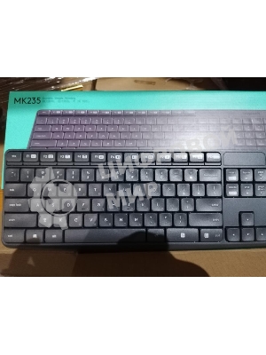 Комплект клавиатура+мышь Logitech MK235 беспроводной, USB, 1000 DPI, серый