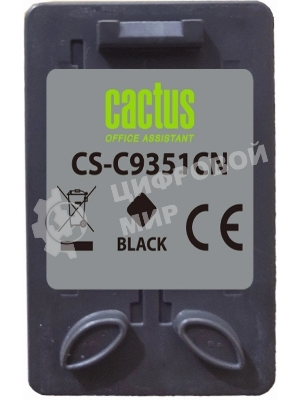 Картридж струйный Cactus CS-C9351N черный (20мл) для HP D1468/D1520/D1420/D1560/D1530/D1341/D1320/D1312/D1455/D2330/D2430/D1430/D2460/D2445/D1360/D1460/D1415/D1568/D2345/D1445/D2320/D1330;OfficeJet J3635/J3625/J3608/J3640/4315xi, FAX 1250, Deskjet F2210, OfficeJet 4315, Deskjet F2120/F4140/F2120/F3