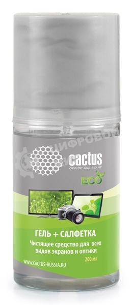 Чистящий набор (салфетки + гель) Cactus CS-S3004E для экранов и оптики 1 шт 18x18 см 200 мл