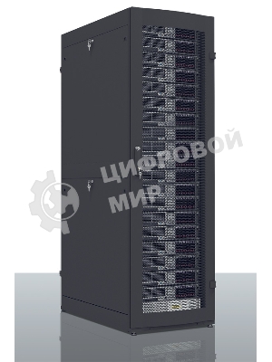 Шкаф серверный ПРОФ напольный 42U (600x1200) дверь перфорированная 2 шт., черный, в сборе, ШТК-СП-42.6.12-44АА-9005