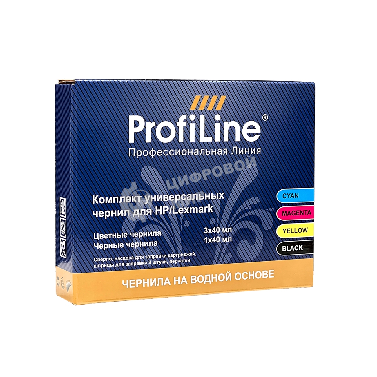 Комплект ун-ных чернил для принтеров HP/Lexmark, Black/Cyan/Magenta/Yellow 4x40 мл водн ProfiLine