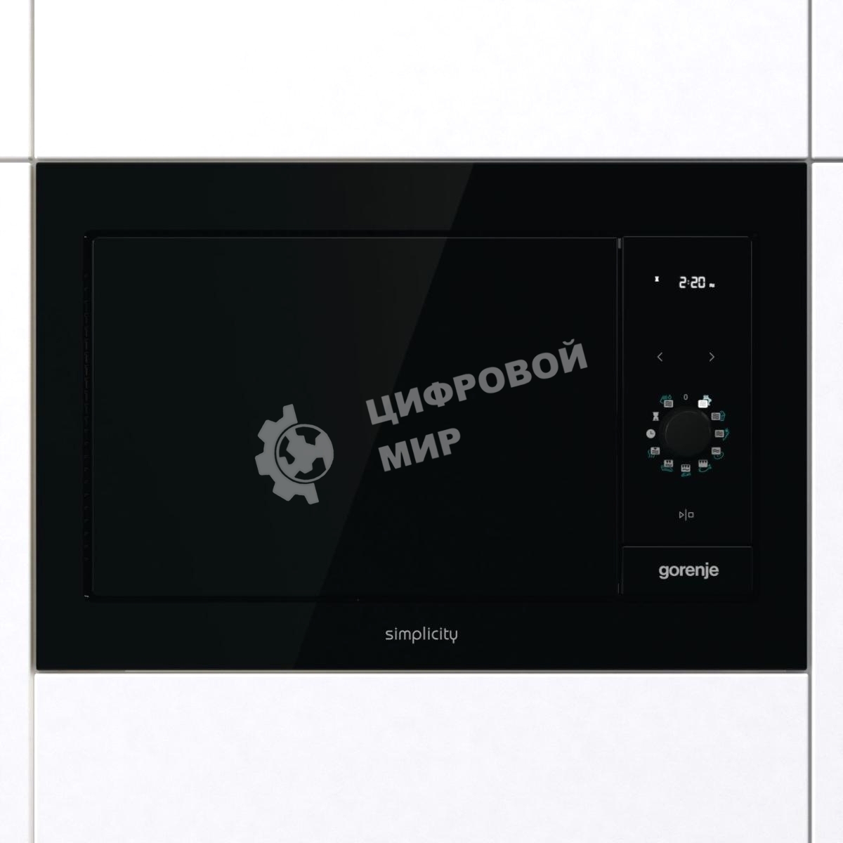 Встраиваемая микроволновая печь GORENJE BM235G1SYB черный 23 л, 900 Вт, переключатели - поворотный механизм/сенсор