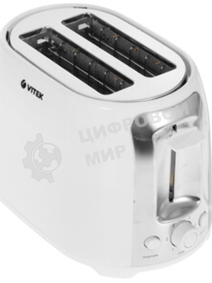 Тостер Vitek VT-1582 W белый (белый, 750 Вт, 2 отделения, механическое управление)