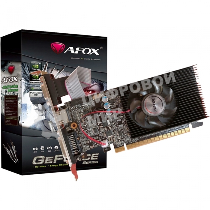 Видеокарта AFOX NVIDIA Geforce GT210 1Gb DDR3 64Bit DVI HDMI VGA LP Single Fan