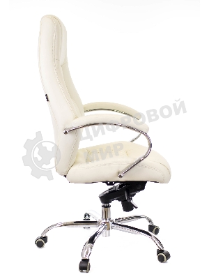 Кресло офисное Everprof Kron M бежевое (экокожа, хром, ролики, Мультиблок)