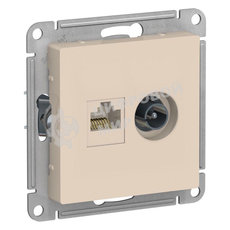 Механизм розетки 2-м AtlasDesign комп. RJ45 кат.5E+TV беж. SchE ATN000289