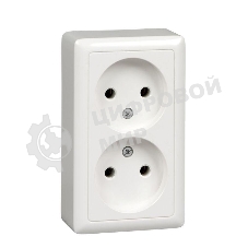 Розетка 2-м ОП Хит 16А IP21 без заземл. без защ. шторок с изолир. пласт. белый SchE RA16-237I-B