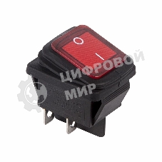 Выключатель клавишный Rexant 250V 15А (4с) ON-OFF красный с подсветкой, влагозащита
