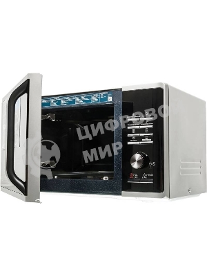 Микроволновая печь Samsung MG23K3515AS/BW серебристый/черный, 23 л, 800 Вт, переключатели - кнопки, поворотный механизм