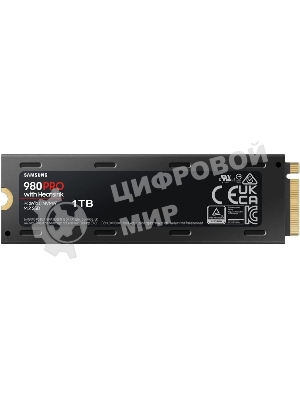 Накопитель SSD Samsung 980 PRO, 1TB, PCIe 4.0 x4, M.2 2280, NVMe, R/W 7000/5000, с радиатором