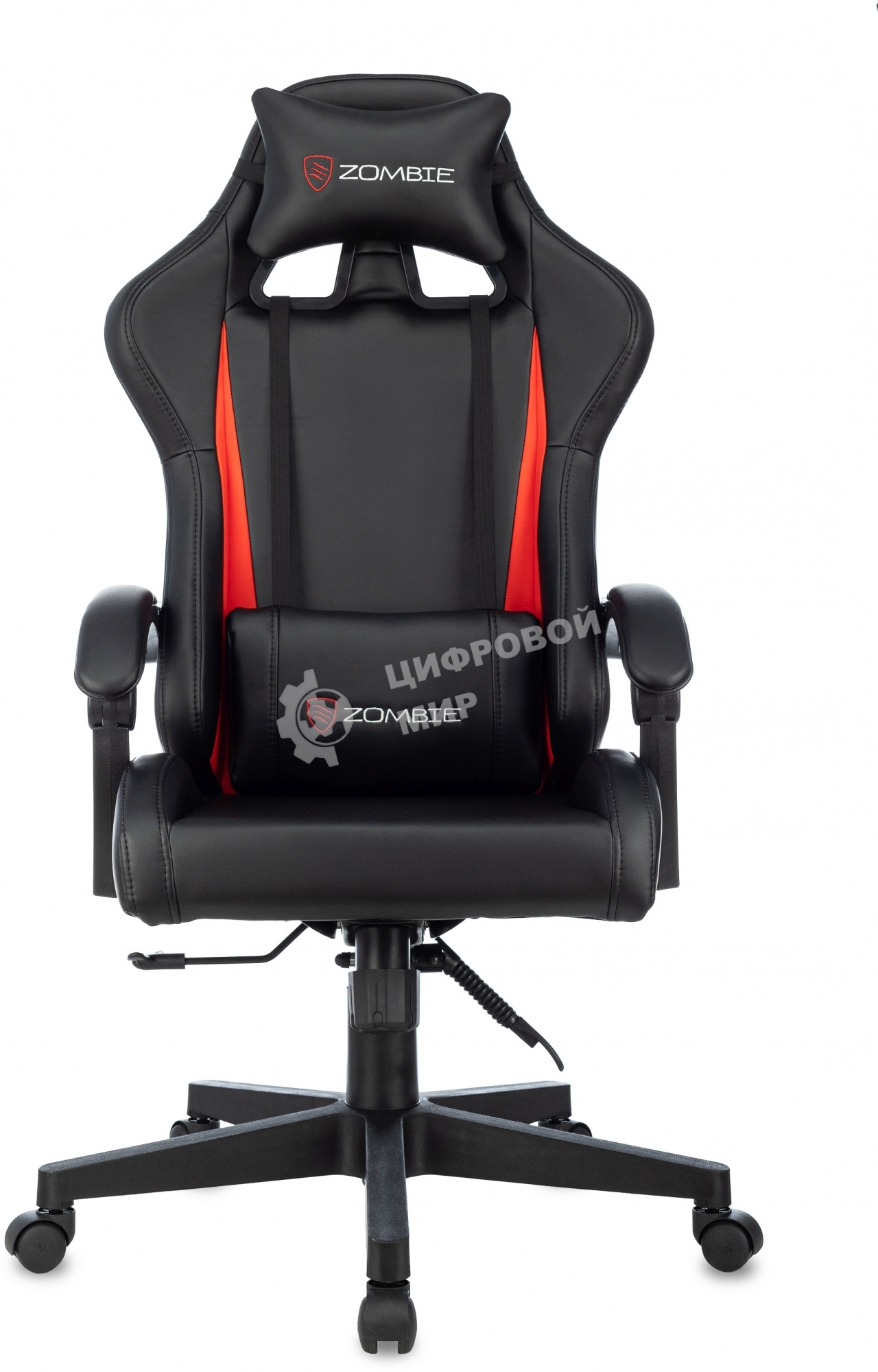 Кресло игровое Zombie GAME TETRA черный/красный эко.кожа крестов. пластик