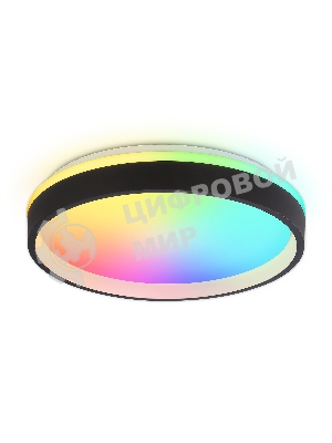 Светодиодный светильник RGB Ambrella light FZ604 BK/GD черный/золото IP20 46W 3000K-6500K+RGB D390*80 (ПДУ ИК)