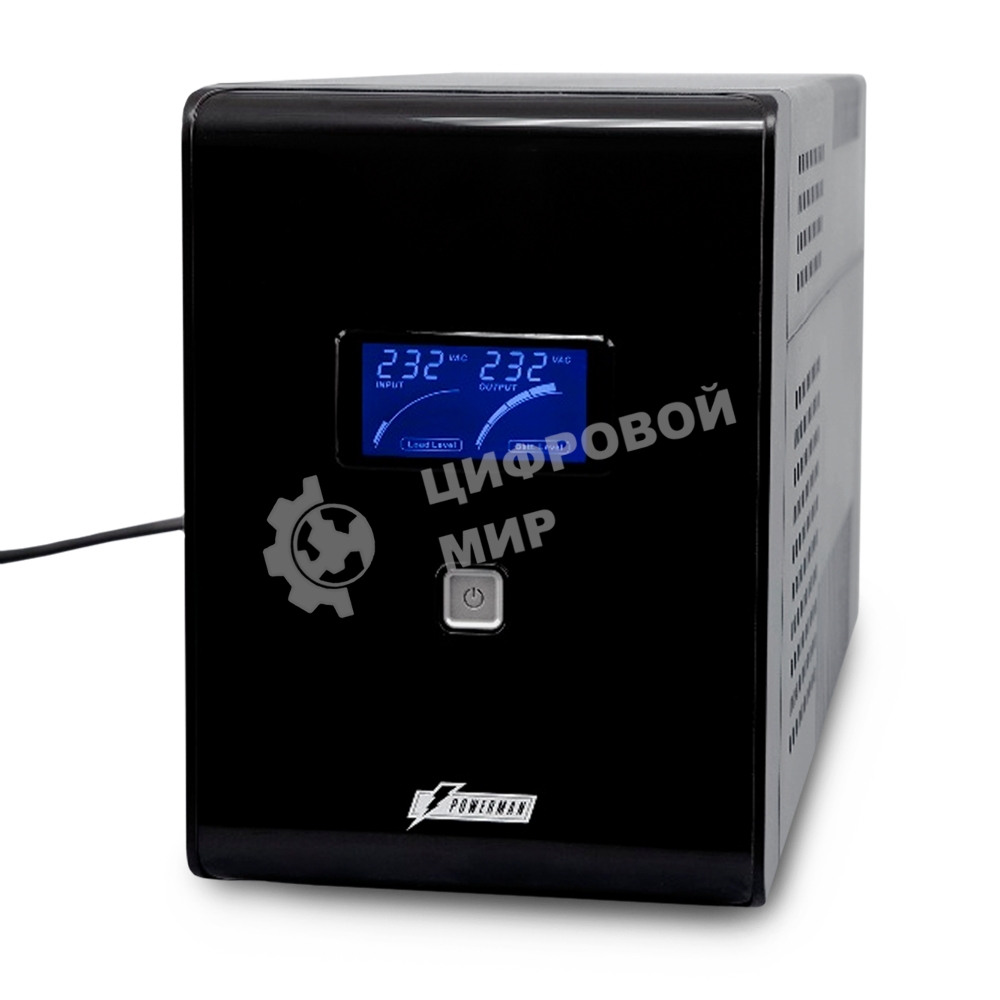 Источник бесперебойного питания Powerman Smart Sine 1500VA/1050W, 220V, Line-Interactive, LCD, Tower, Out: 4xShuko, черный*SmartSine1500