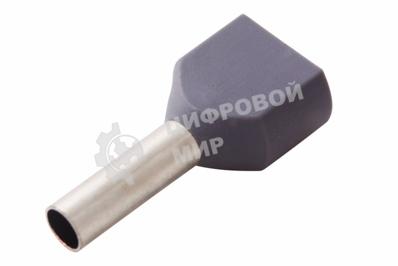 Наконечник штыревой втулочный изолированный Rexant F-10 мм 2х2.5 мм² (НШВи(2) 2.5-10/НГи2 2,5-10) серый