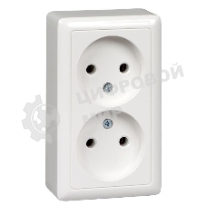 Розетка 2-м ОП Хит 16А IP20 без заземл. без защ. шторок белый SchE RA16-237-B