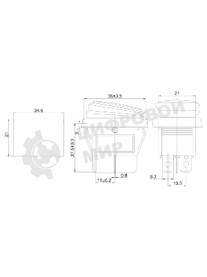 Выключатель клавишный Rexant 250V 15А (4с) ON-OFF красный с подсветкой, влагозащита