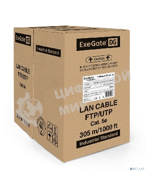 Кабель Exegate UTP 4 EX261518RUS пары кат.5e Exegate Special CCA, бухта 305м, серый, PVC