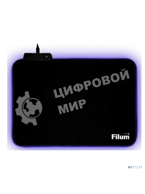 Коврик игровой для мыши Filum FL-MPL-M-GAME серия- Bulldozer, черный, подсветка, оверлок, размер “M”- 350x250x4 мм, ткань+резина.