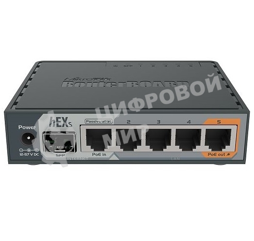 Маршрутизатор PoE MikroTikRB760iGS2 ядра (880 МГц), 5х 1G RJ45, SFP, USB, MicroSD, раздача PoE (HEX S)