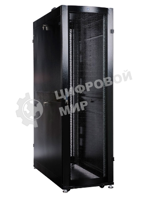 Шкаф серв.ПРОФ нап. 42U (600x1000) дверь перфор., задние двойные перфор., черный, в сборе (ШТК-СП-42.6.10-48АА-9005) (1 коробка)