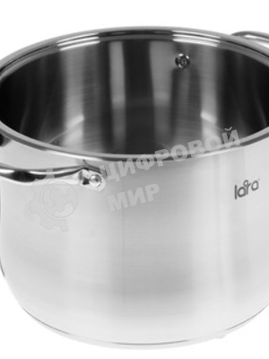 Кастрюля Lara LR02-42 10 л (нерж) 26x19 см, 10 л, капсулир индукц дно, стекл крышка