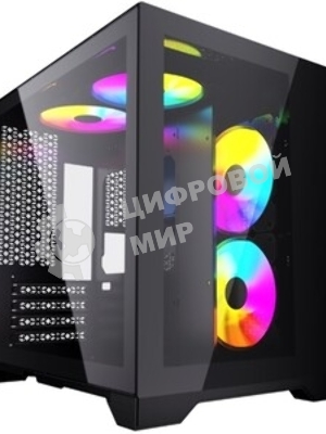Компьютерный корпус Powercase Vision Micro, Black, Tempered Glass, 4х 120мм 5-color fan, черный, mATX (CVBM-L4)