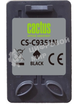 Картридж струйный Cactus CS-C9351CN черный (20мл) для HP D1468/D1520/D1420/D1560/D1530/D1341/D1320/D1312/D1455/D2330/D2430/D1430/D2460/D2445/D1360/D1460/D1415/D1568/D2345/D1445/D2320/D1330;OfficeJet J3635/J3625/J3608/J3640/4315xi, FAX 1250, Deskjet F2210, OfficeJet 4315, Deskjet F2120/F4140/F2120/F3