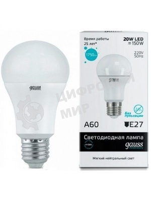 Лампа cветодиодная Gauss LED Elementary Арт. 23229A60 20W E27 4100K 1/10/40 груша