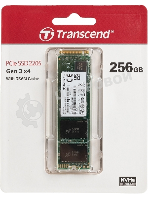 Накопитель SSD Transcend MTE220S SSD 256GB, 3D TLC, M.2 (2280), PCIe Gen 3.0 x4, NVMe, R3300/W1100, TBW 550
