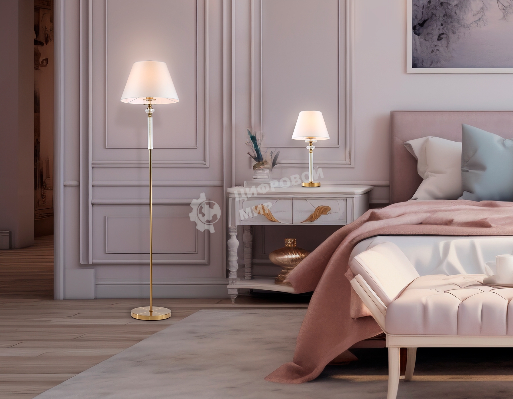 Светильник Ambrella light LH71028 BS/WH латунь/белый E27 max 60W D360*1550