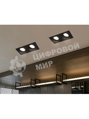 Встраиваемый поворотный точечный светильник Ambrella light TN102760/2 BK черный IP20 GU5.3/2 200*100*32