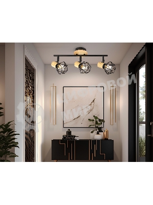 Светильник Ambrella light TR8753/3 BK/WD черный/дерево IP20 E27/3 435*115*200