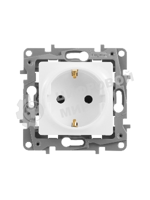 Механизм розетки 1-м СП Etika 2К+З 16А защ. шторки с заземл. винт. зажимы бел. Legrand 672222