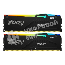 Оперативная память Kingston Fury Beast, DDR5, 32Gb (2x16Gb), 6000MHz, CL36, DIMM, с радиаторами, RGB, черный