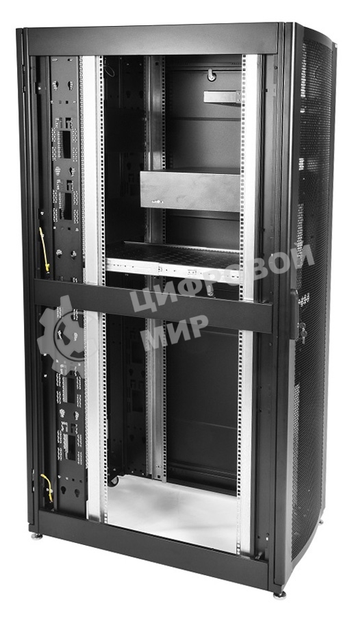 Шкаф серв.ПРОФ нап. 42U (600x1000) дверь перфор., задние двойные перфор., черный, в сборе (ШТК-СП-42.6.10-48АА-9005) (1 коробка)