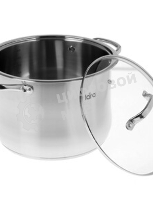 Кастрюля Lara LR02-42 10 л (нерж) 26x19 см, 10 л, капсулир индукц дно, стекл крышка